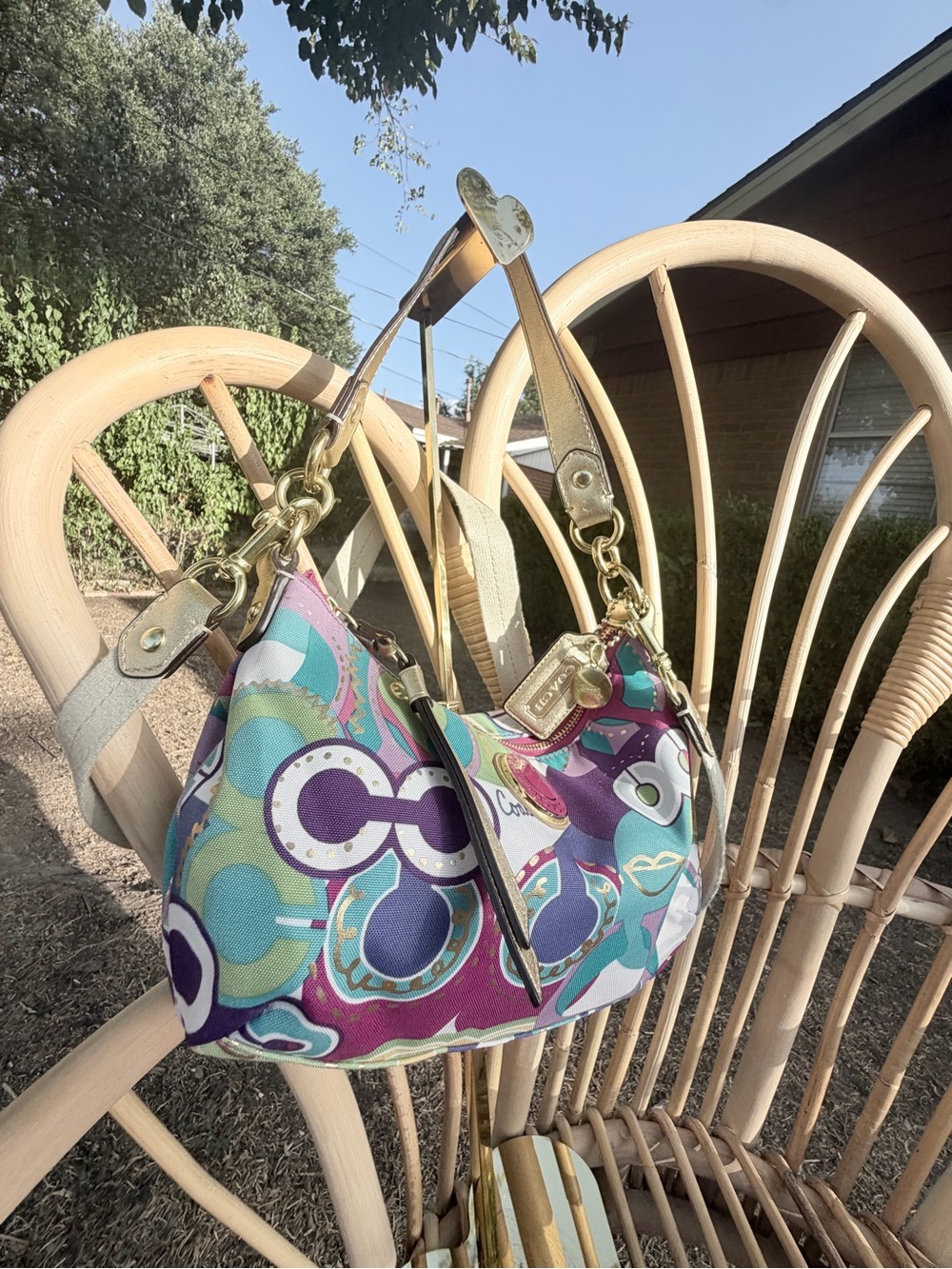 Vintage Demi Coach Poppy multicolor graffiti hobo